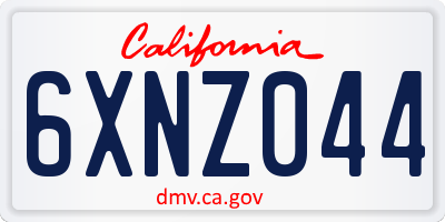 CA license plate 6XNZ044