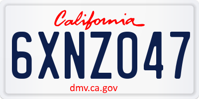 CA license plate 6XNZ047