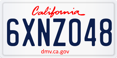 CA license plate 6XNZ048