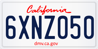 CA license plate 6XNZ050