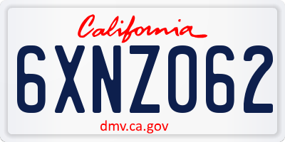 CA license plate 6XNZ062