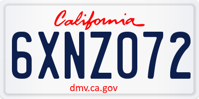 CA license plate 6XNZ072