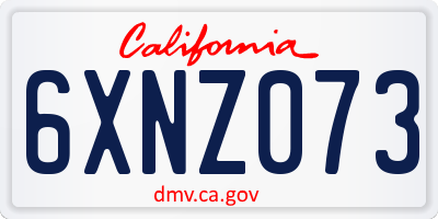 CA license plate 6XNZ073