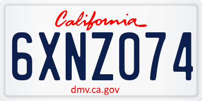 CA license plate 6XNZ074