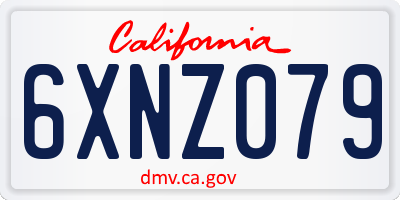 CA license plate 6XNZ079