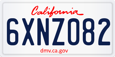 CA license plate 6XNZ082