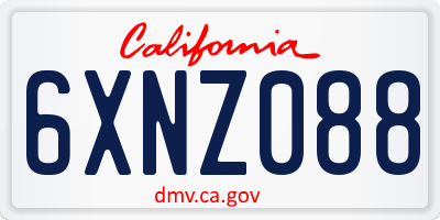 CA license plate 6XNZ088