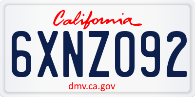 CA license plate 6XNZ092