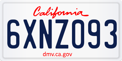 CA license plate 6XNZ093