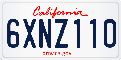 CA license plate 6XNZ110