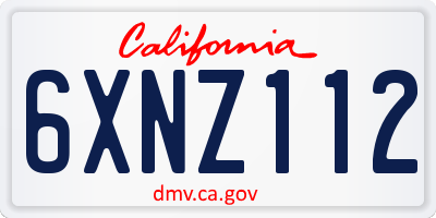 CA license plate 6XNZ112