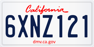 CA license plate 6XNZ121