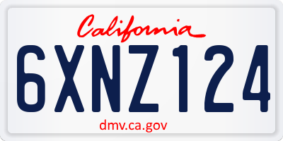 CA license plate 6XNZ124