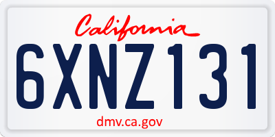 CA license plate 6XNZ131