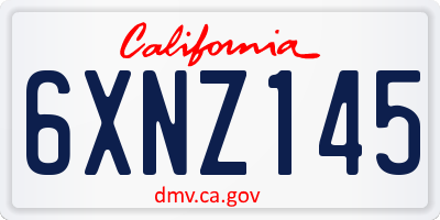 CA license plate 6XNZ145