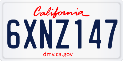 CA license plate 6XNZ147