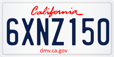 CA license plate 6XNZ150