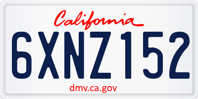 CA license plate 6XNZ152