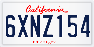 CA license plate 6XNZ154