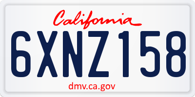 CA license plate 6XNZ158