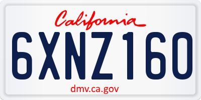 CA license plate 6XNZ160