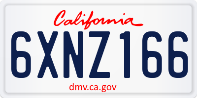 CA license plate 6XNZ166
