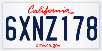 CA license plate 6XNZ178