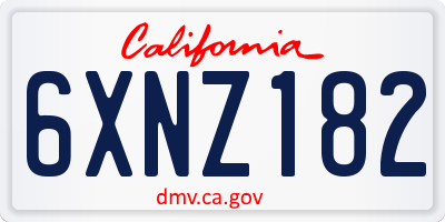 CA license plate 6XNZ182