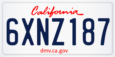 CA license plate 6XNZ187