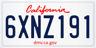 CA license plate 6XNZ191