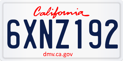 CA license plate 6XNZ192