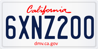 CA license plate 6XNZ200