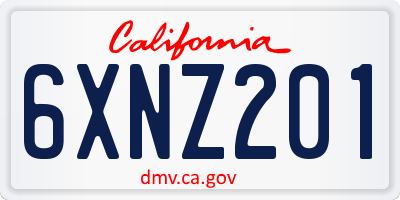 CA license plate 6XNZ201