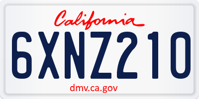 CA license plate 6XNZ210