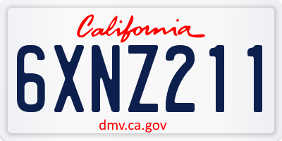 CA license plate 6XNZ211