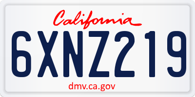 CA license plate 6XNZ219