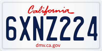 CA license plate 6XNZ224