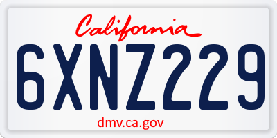 CA license plate 6XNZ229