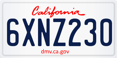 CA license plate 6XNZ230