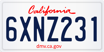 CA license plate 6XNZ231
