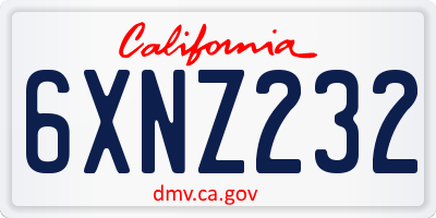 CA license plate 6XNZ232