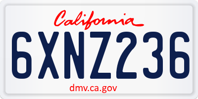 CA license plate 6XNZ236