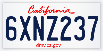 CA license plate 6XNZ237