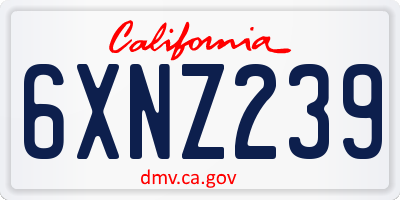 CA license plate 6XNZ239