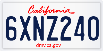 CA license plate 6XNZ240