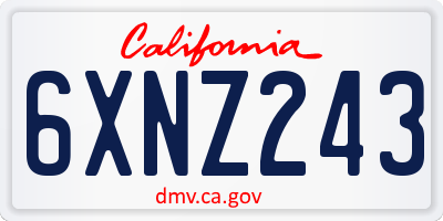 CA license plate 6XNZ243