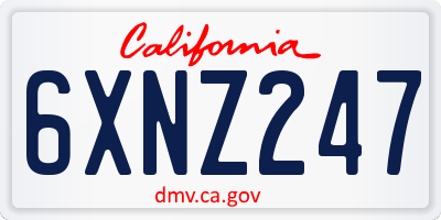 CA license plate 6XNZ247