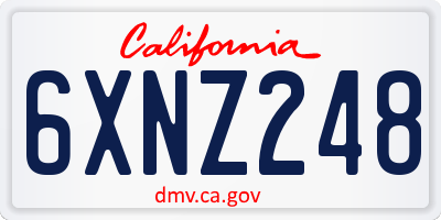 CA license plate 6XNZ248