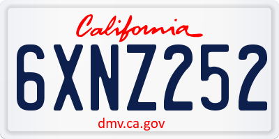 CA license plate 6XNZ252