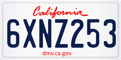 CA license plate 6XNZ253